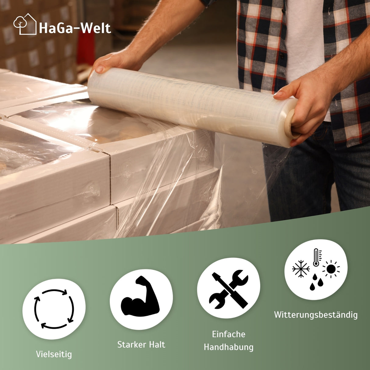 Stretchfolie 150mx500mmx23µm Umzugsfolie Verpackungsfolie – HaGa-Welt