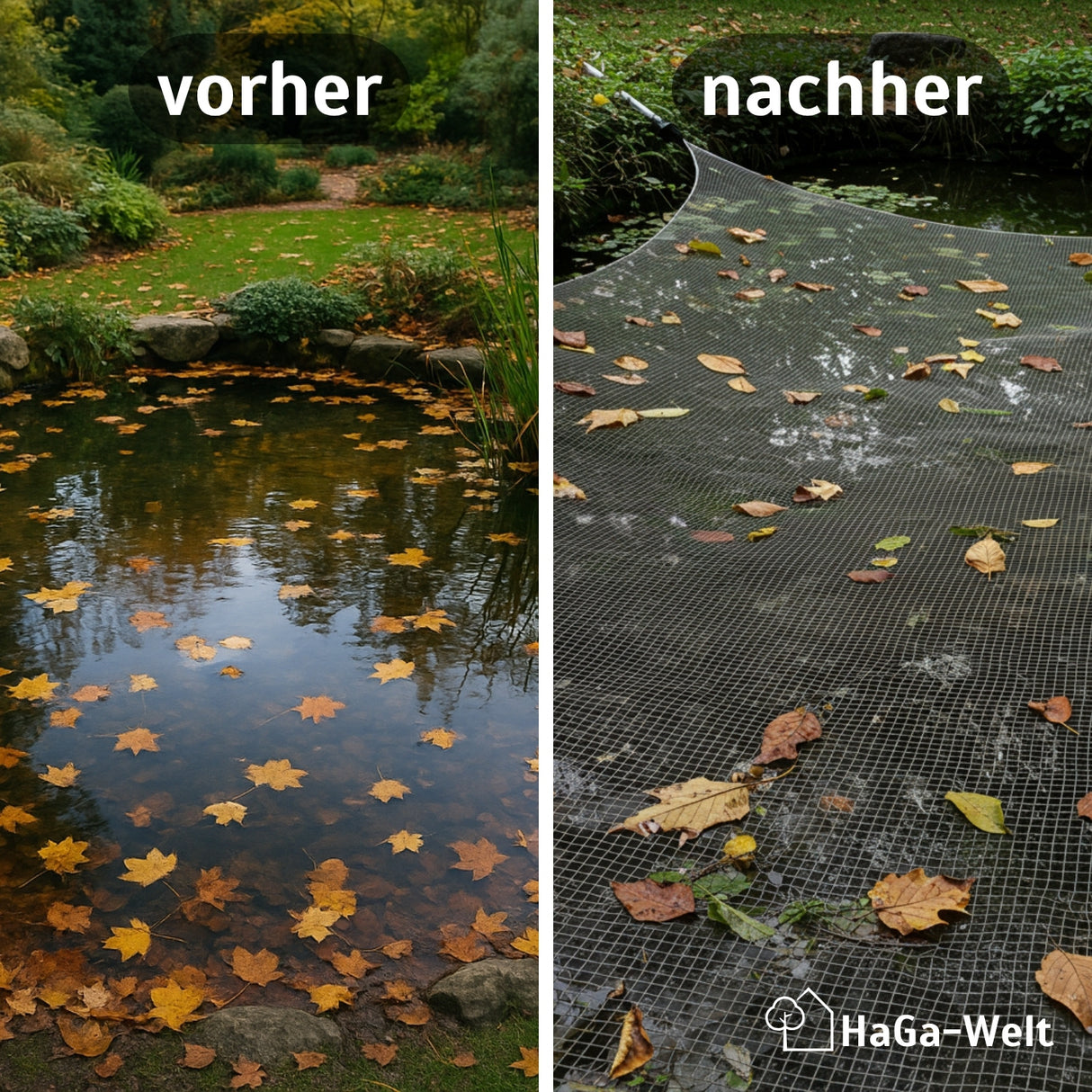 Premium Teichnetz – extra feinmaschig, perfekt als Pool Abdecknetz und Laubnetz für Teiche – HaGa-Welt