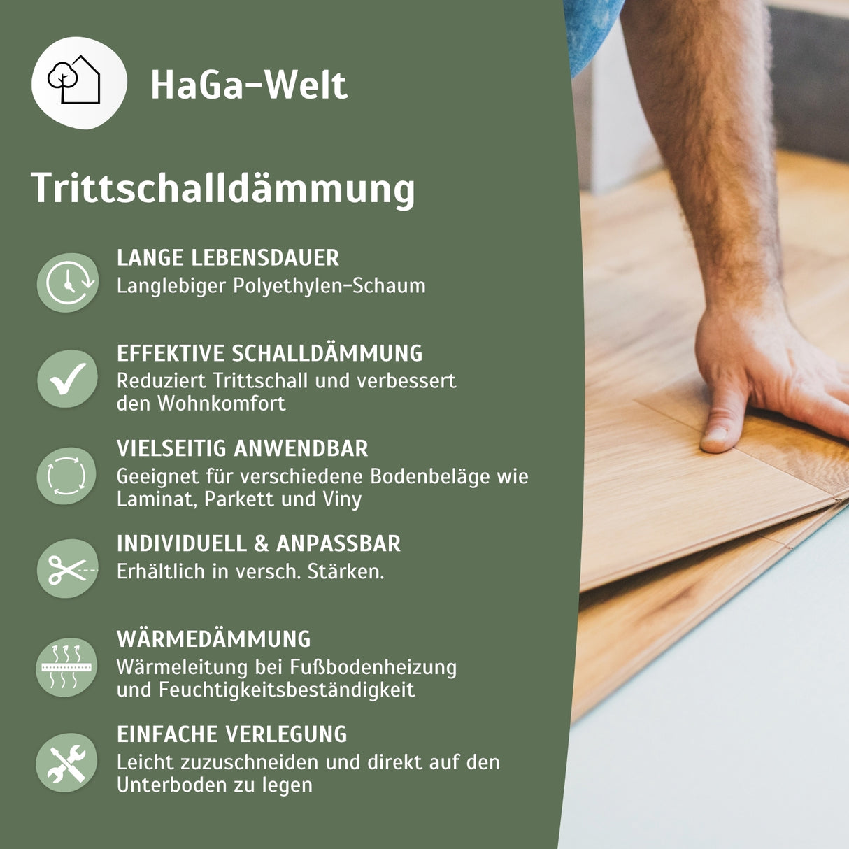 Trittschalldämmung – ideale Dämmung für Fußböden – HaGa-Welt