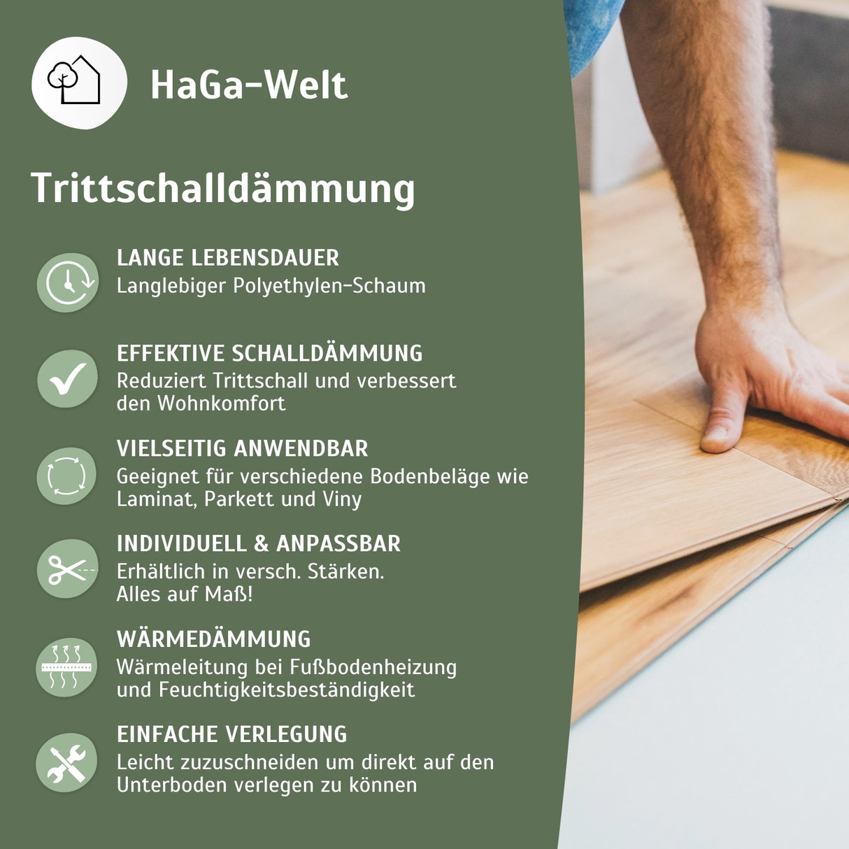 Trittschalldämmung – ideale Dämmung für Fußböden – HaGa-Welt