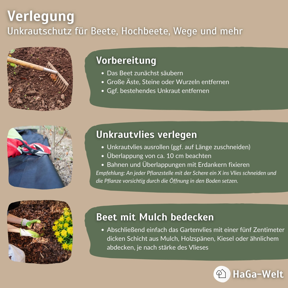 Unkrautvlies-Starter-Set: Startklar für den Unkrautschutz in verschiedenen Größen und Stärken – HaGa-Welt