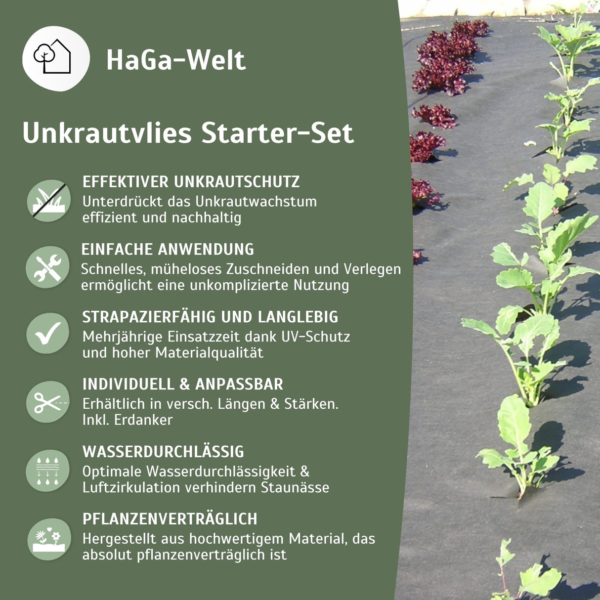 Unkrautvlies-Starter-Set: Startklar für den Unkrautschutz in verschiedenen Größen und Stärken – HaGa-Welt