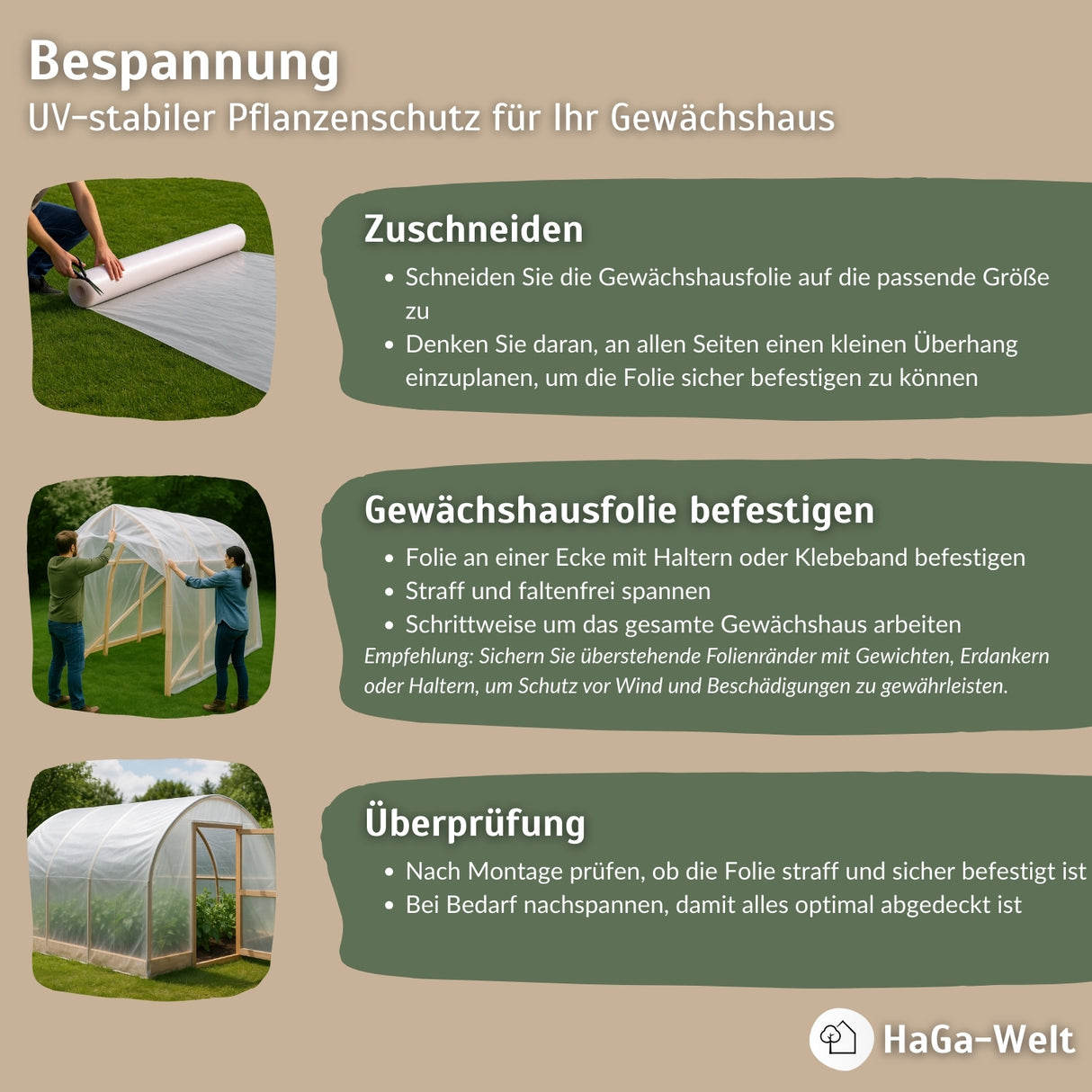 Gewächshausfolie UV2 – geeignet für Folientunnel und Gewächshäuser – HaGa-Welt