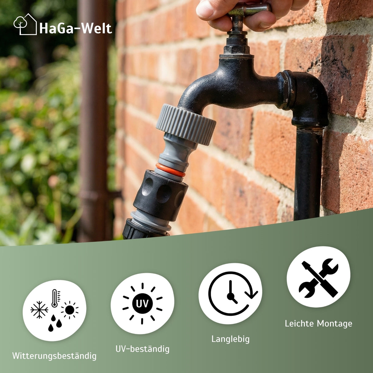 Gartenschlauch-Adapter Wasserhahn - perfekter Schlauchverbinder zwischen Gartenschlauch und Wasseranschluss – HaGa-Welt