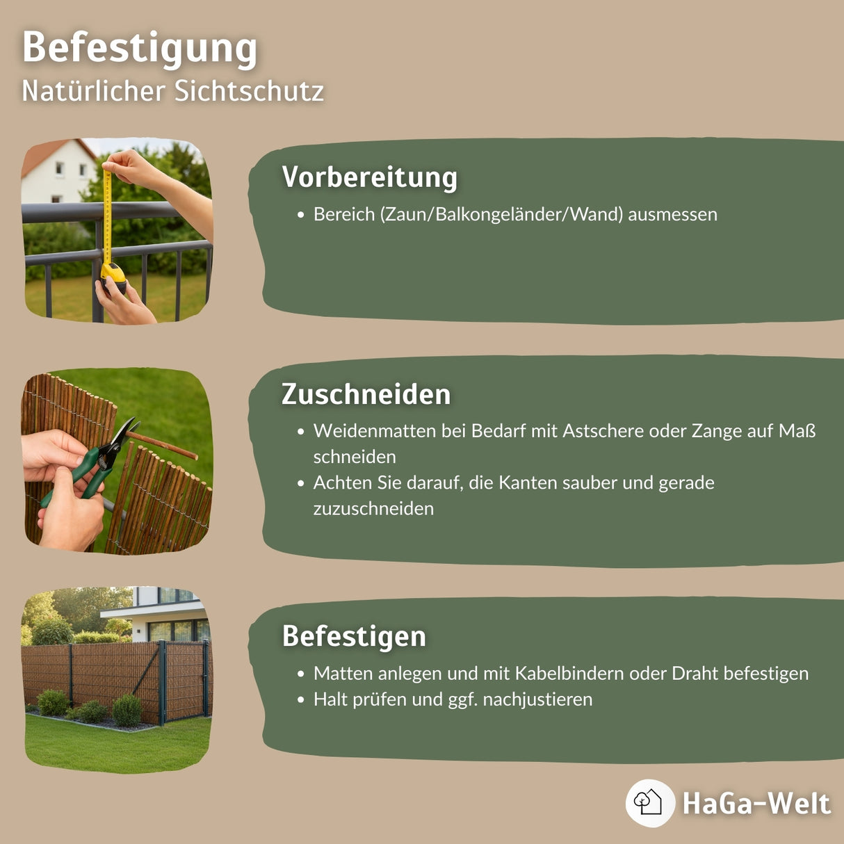 HaGa® Weidenmatte - Sichtschutzmatte - Naturprodukt - Hochwertiger Weiden Sichtschutz Zaun – HaGa-Welt