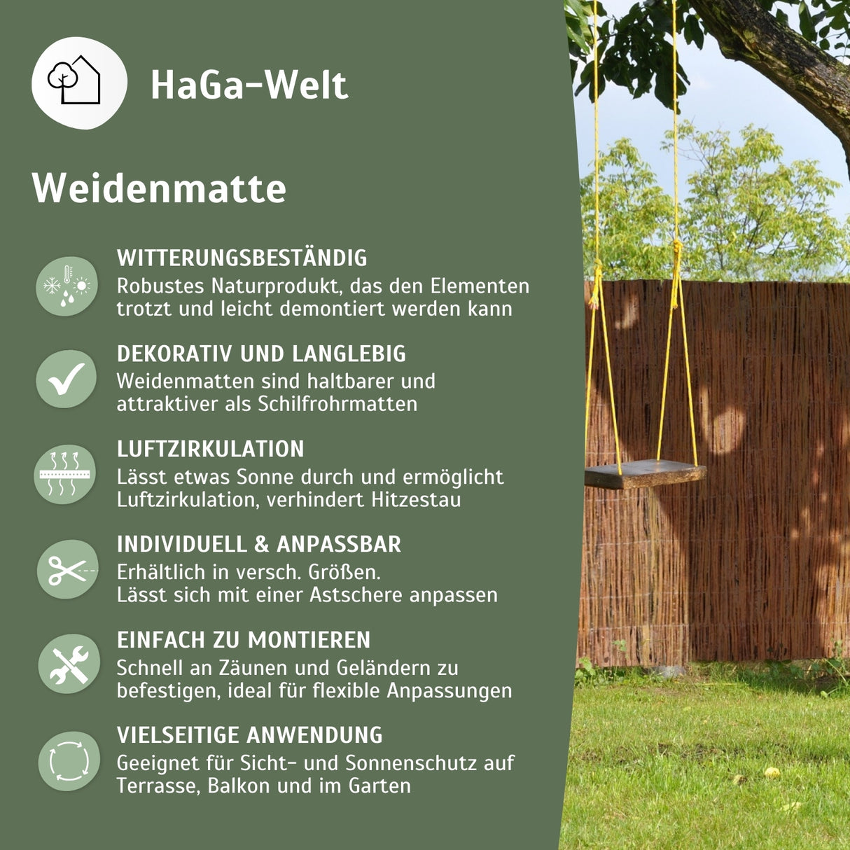 HaGa® Weidenmatte - Sichtschutzmatte - Naturprodukt - Hochwertiger Weiden Sichtschutz Zaun – HaGa-Welt