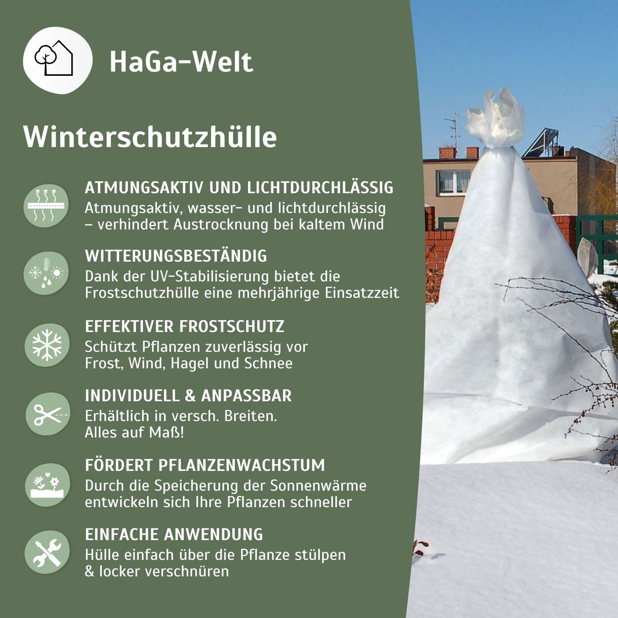 Winterschutzhülle Frostschutzhülle Schutzhülle Frostschutzvlies HaGa® 40g/m² – HaGa-Welt