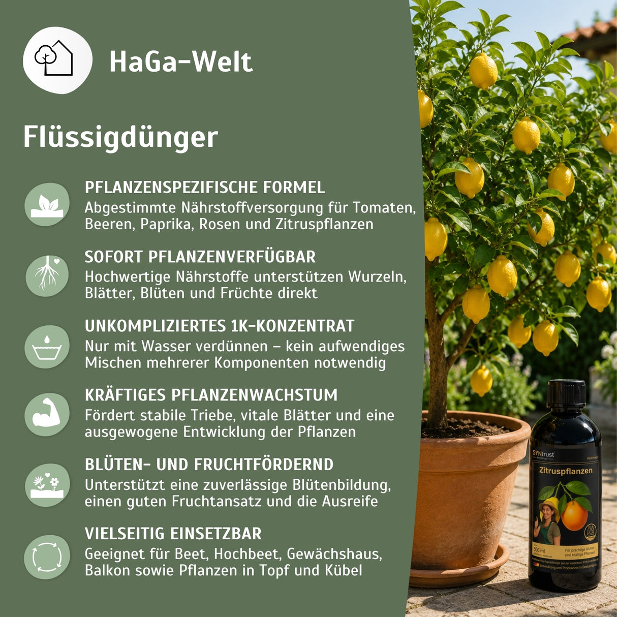 1K Flüssigdünger Konzentrat – Pflanzendünger für Tomaten, Erdbeeren, Beeren, Paprika, Chili, Rosen & Zitrus