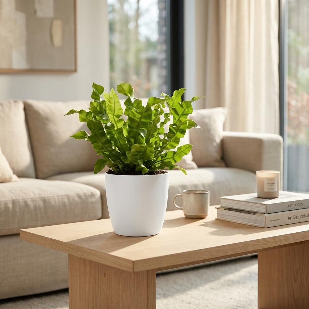 Asplenium Crispy Wave - Krauser Wellenfarn - 1 Pflanze - mit Weißem Topf - Topf 12cm - Höhe - 30cm