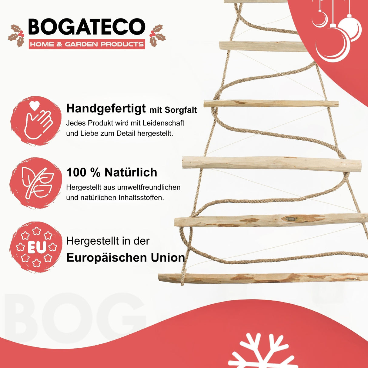 Weihnachtsbaum ECO Holz mit Deko klein – HaGa-Welt