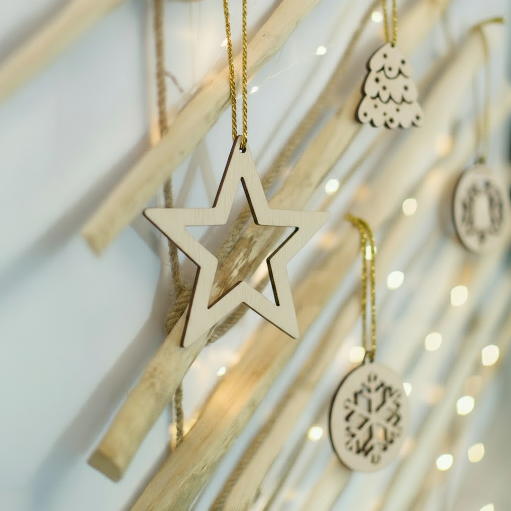 Weihnachtsbaum ECO Holz mit Deko klein – HaGa-Welt