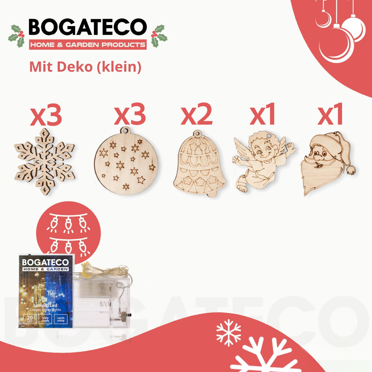 Weihnachtsbaum ECO Holz mit Deko klein – HaGa-Welt
