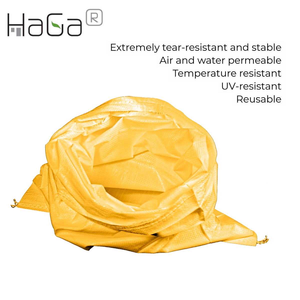 HaGa® Sandsack 55 x 85cm Gewebesack PP-Sack Getreidesack gelb
