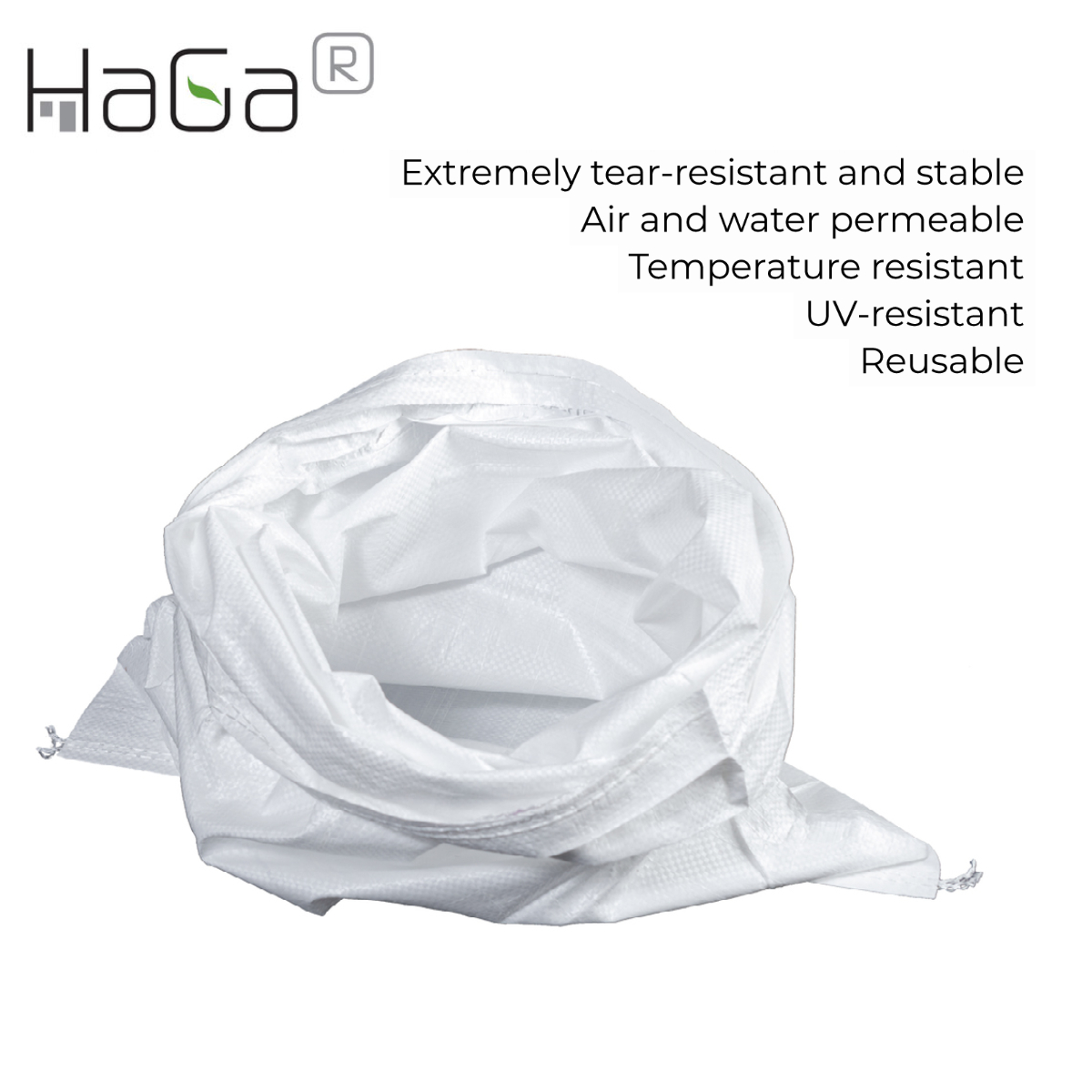 HaGa® Sandsack 55 x 85cm Gewebesack PP-Sack Getreidesack weiß